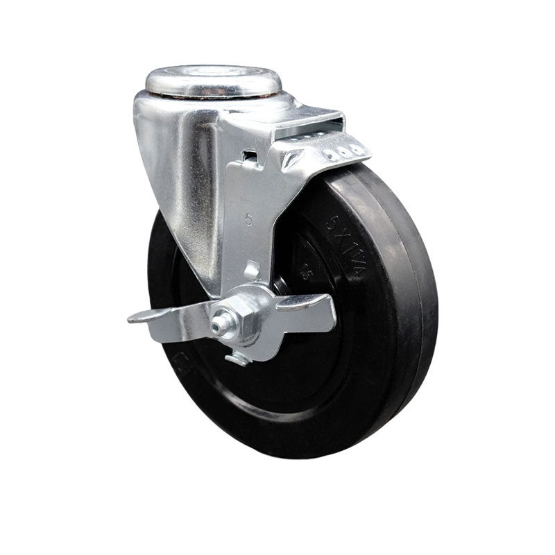 Soft Rubber Swivel Bolt Hole Caster with Brake