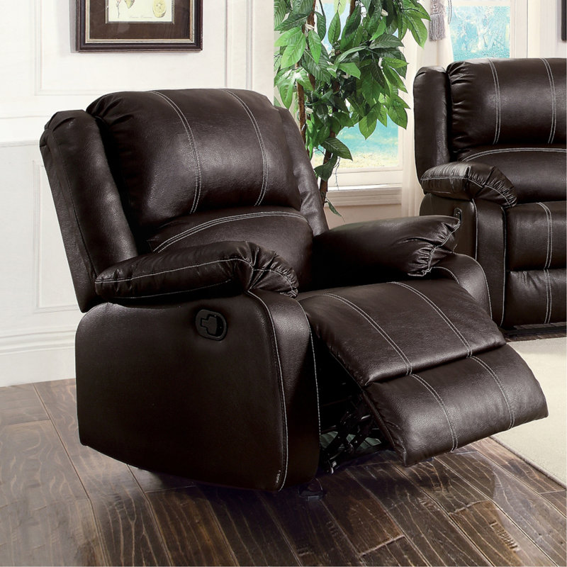 Fauteuil inclinable en cuir synthétique Zuriel, Brun