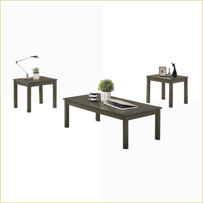 Ensemble de table basse 3 pièces gris foncé contemporain pour le salon, robuste et facile à assembler