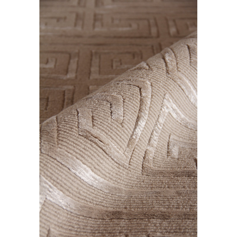 Metro-Velvet Geometric Area Rug in Beige, Rectangle 8' x 10'