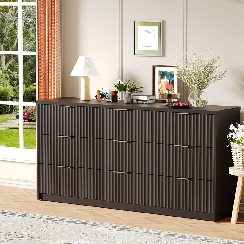 160 cm W Chest of 9 Drawers, Black