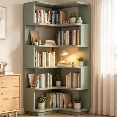Bibliothèque de coin – Étagère en L à 6 niveaux