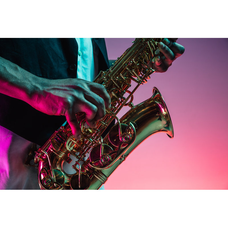 Musician Playing Saxophone - Wrapped Canvas Print, 30cm H x 46cm W x 3.8 cm D