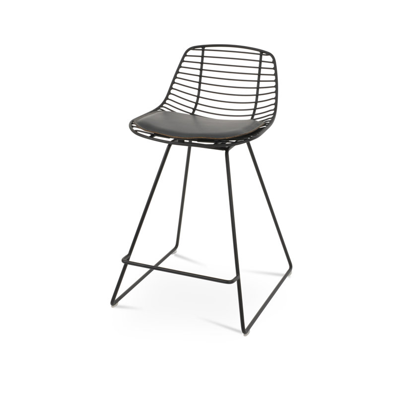 Tiger Mini Wire Stools, Black, Grey, Counter Stool (24” Seat Height)