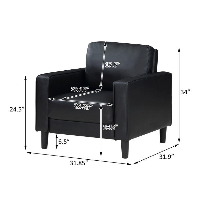 Ensemble de canapé 3 pièces avec accoudoirs rembourrés, Noir, noir, noir, noir
