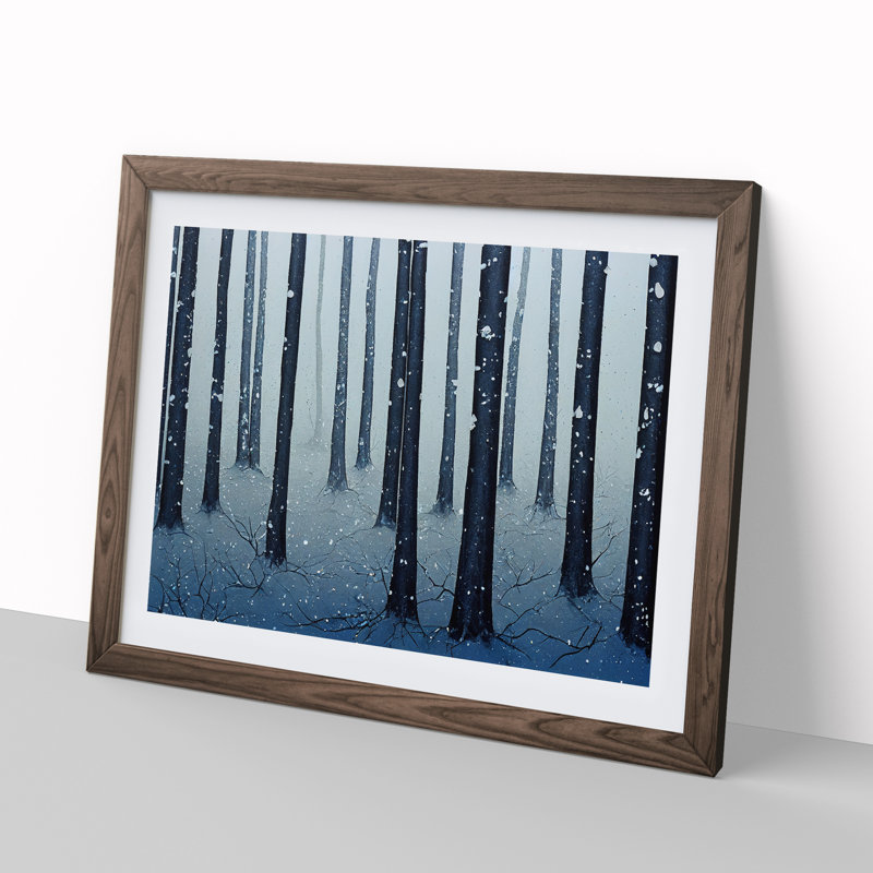 XH1022-6716X Painted Winter Forest Vol.4 1 Piece Single Picture Frame Painting, 46cm H x 64cm W x 2cm D, Walnut Framed