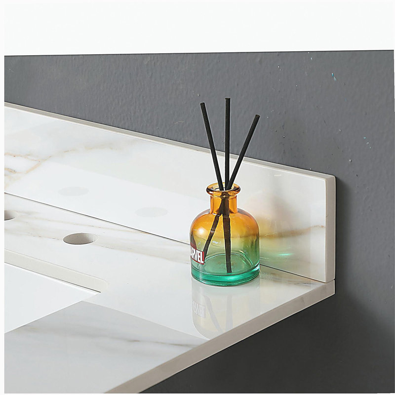 31 Inch Marble Vanity Top, Bathroom Vanity Top with Undermount Rectangular Middle Sink and 4" Height Backsplash