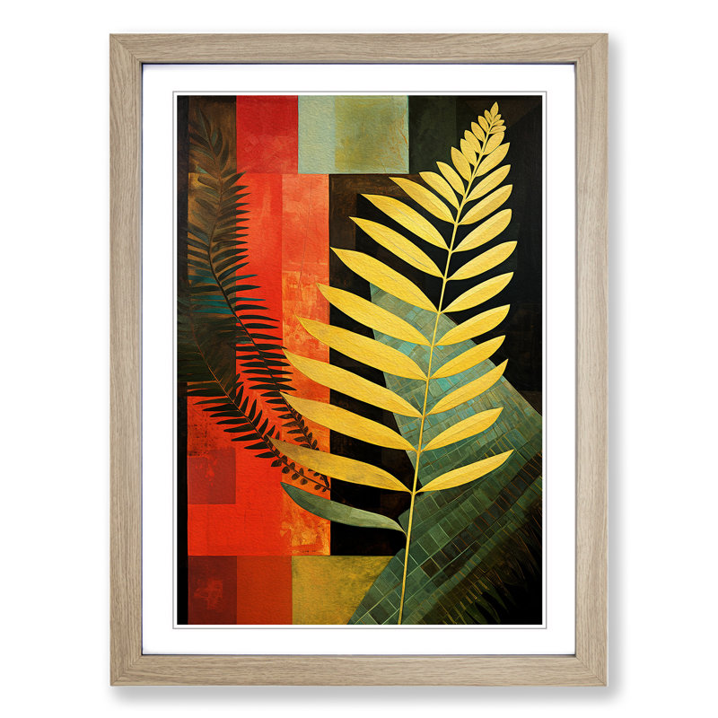 Fern Leaf Constructivism - Framed Print, Oak, 34cm H x 25cm W x 2cm D
