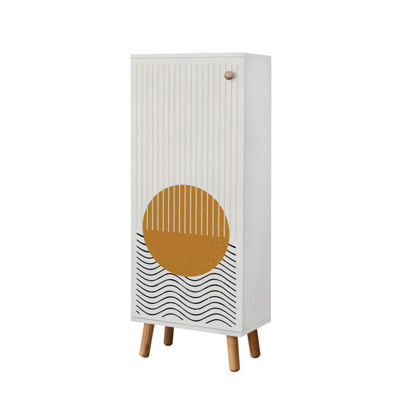 Armoire à chaussures moderne avec pieds et poignées en bois massif, blanc, 19,7 x 53,1 x 15,0 pouces | Panneau de particules 100% mélaminé, épaisseur: 0,7 pouce | Revêtement UV, nombreuses tablettes, solution de rangement élégante et fonctionnelle