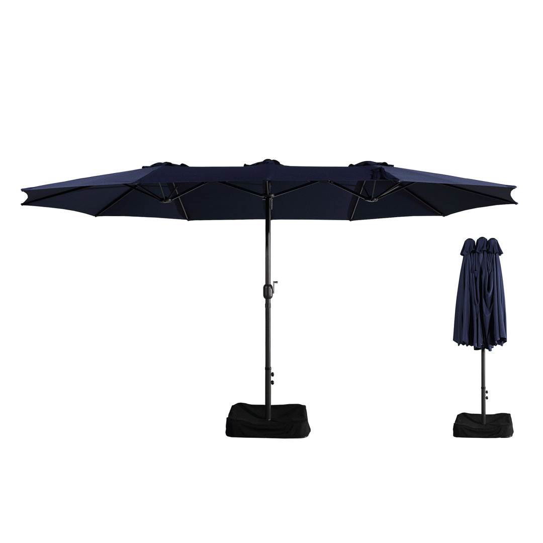 15Ft Patio Maket Umbrella With Base clihome Fabric
