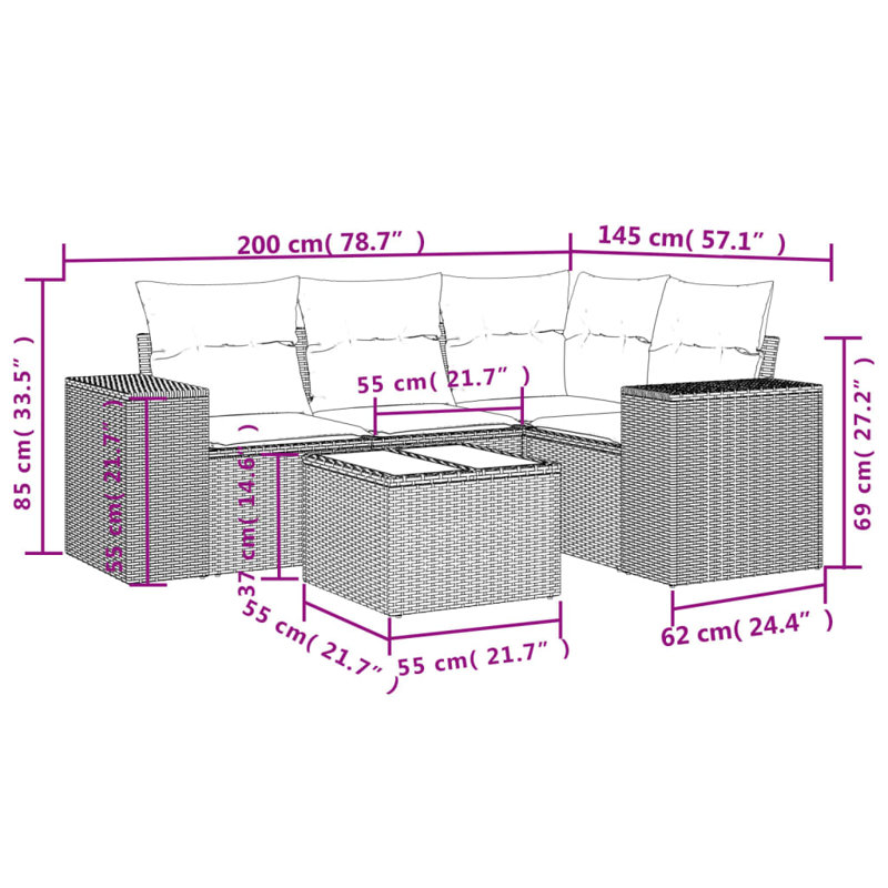 Ensemble de canapé de jardin Vidaxl beige, blanc crème