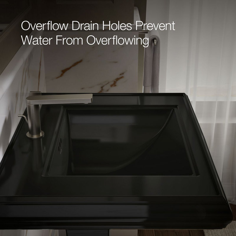 Memoirs® Rectangular Pedestal Bathroom Sink with Overflow, Black Black™, Single Hole Faucet