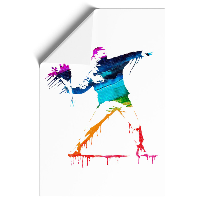 Banksy Flower Thrower - Frameless Print, 84cm H x 59cm W x 0.1cm D