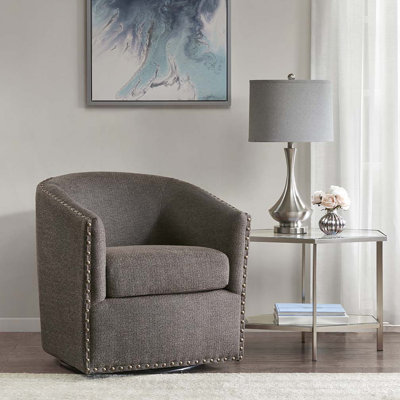 Fauteuil demi-tonneau pivotant rembourré