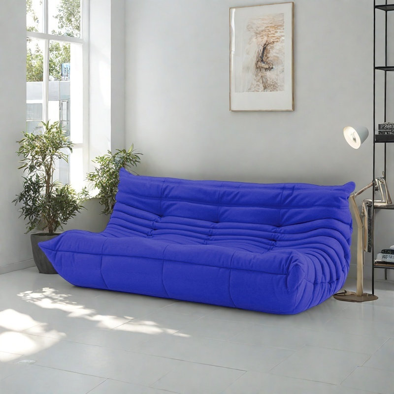 Canapé simple paresseux chenille, Suède bleu marine