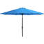 Parasol de patio bleu 11 pieds, 8 baleines, auvent à décoloration, manivelle et mécanisme d'inclinaison, pour jardins commerciaux, sans pied