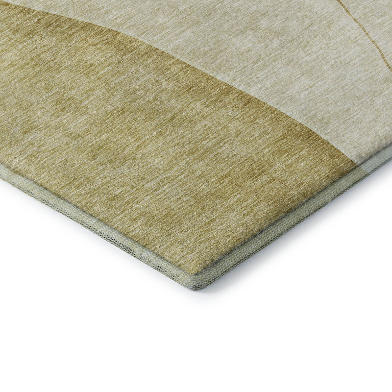 Premium Machine Washable Prisco Gold Rug, Rectangle 5' x 7'6"