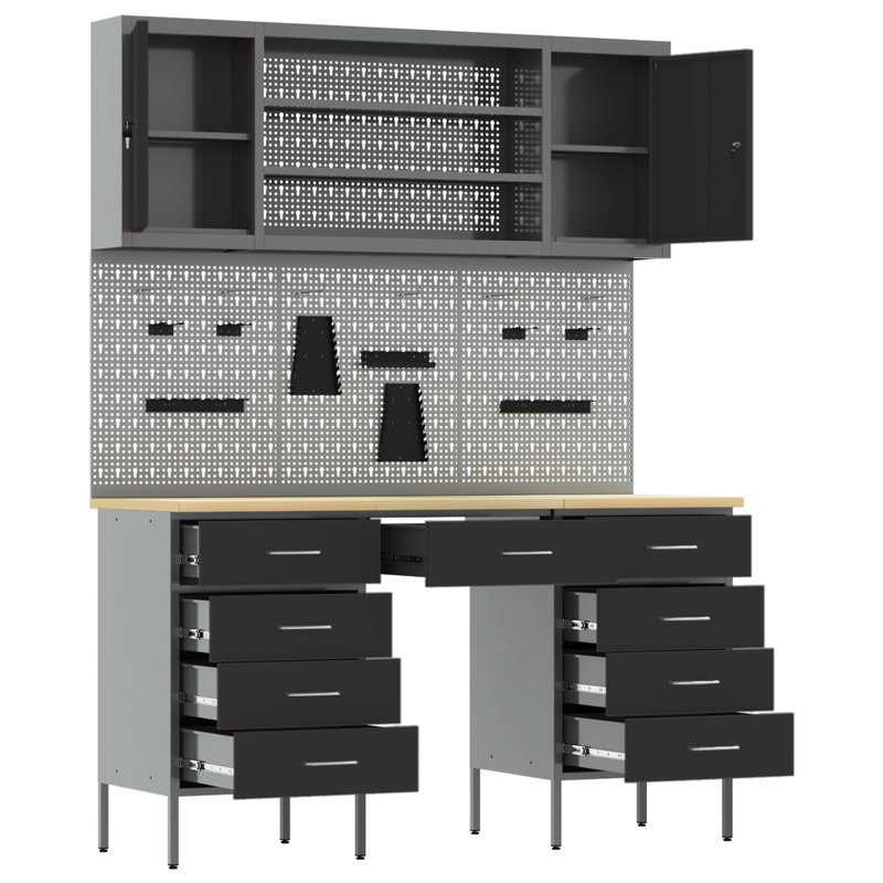 Work Cabinet with Drawer, Black
