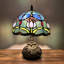 Lampe de table Haydee Tiffany tulipes bleues et mauves en verre teinté avec ampoule DEL Base l 10 po x P 10 po x H 14 po