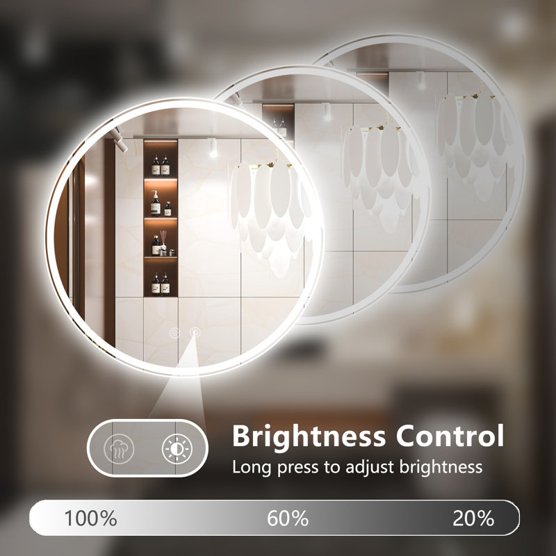 Heta Round LED Bathroom Mirror Anti-Fog Dimmable