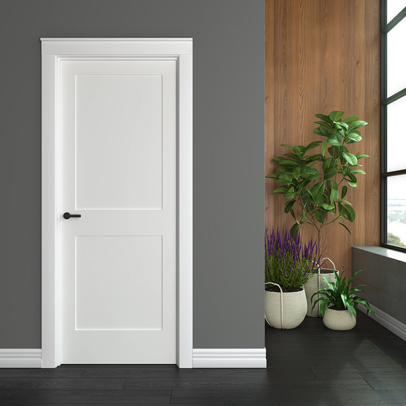 White Primed Solid Pine 2-Panel Interior Slab Door