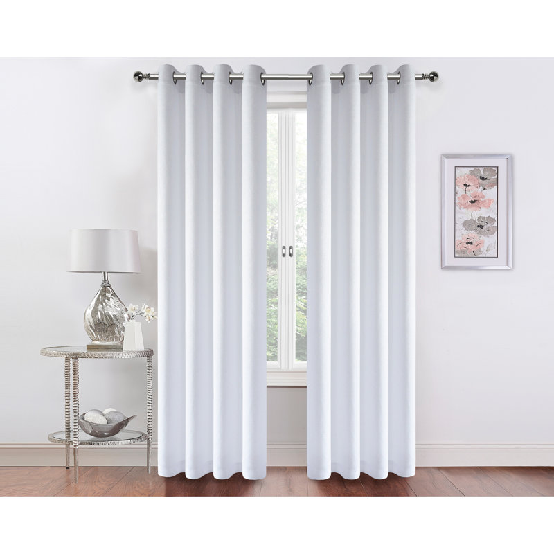 Paire de rideaux semi-transparents avec œillets Hotel, Blanc