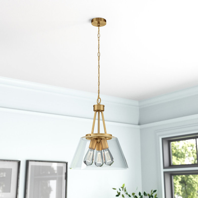 Macklin 3 - Light Unique Cone Pendant in Warm Brass, Warm Brass