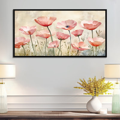 «Pink Green Gabriel I», reproduction d'art encadrée florale sur toile