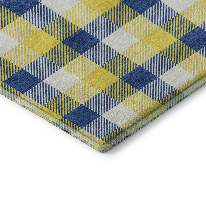 Premium Machine Washable Crumley AMF1053 Plaid Rug, Rectangle 5' x 7'6"