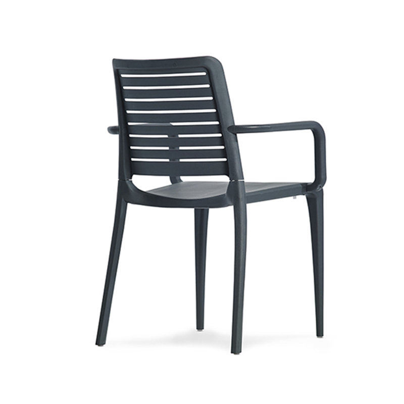 Chaise de patio empilable Aquil, Gris foncé