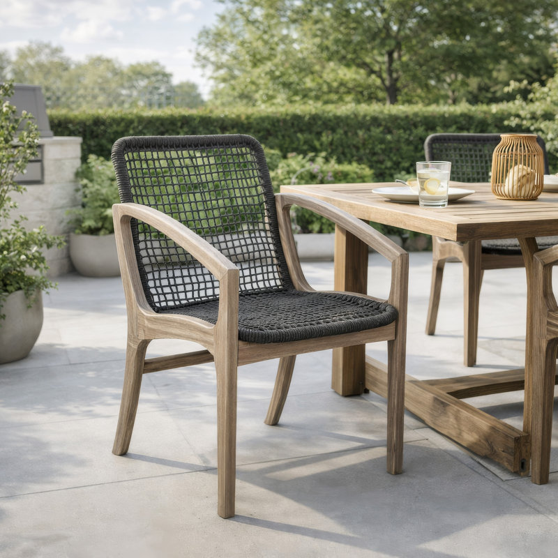 Chaise de patio Jean Eucalyptus, Gris foncé, Brun