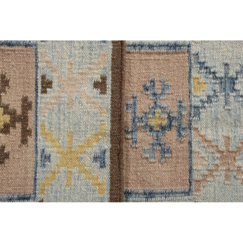 Scandinavian Style Kilim Rug In Blue Pink Geometric Pattern By Rug & Kilim, Rectangle 9' x 12'