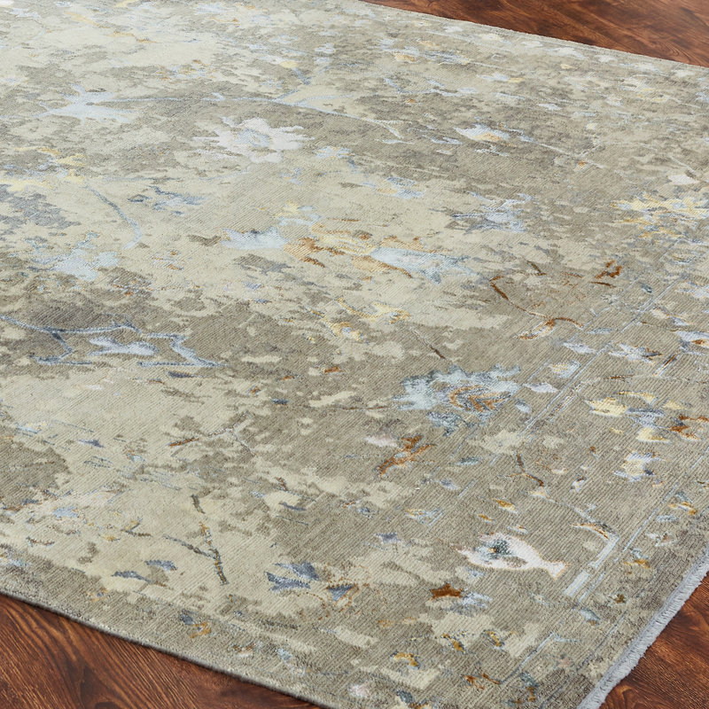 Illusion Weave Hand Knotted Abstract Area Rug, Rectangle 4' x 6'