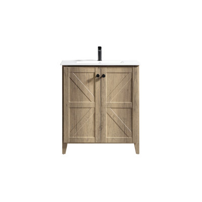 Meuble-lavabo pliant (doit inclure à la fois le meuble-lavabo et le lavabo), rangement de salle de bain moderne en panneau de fibres à densité moyenne de 30 pouces