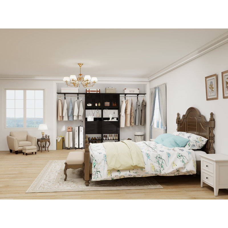 Système de placard 120 po avec portes d'armoire et 4 tiroirs en bois