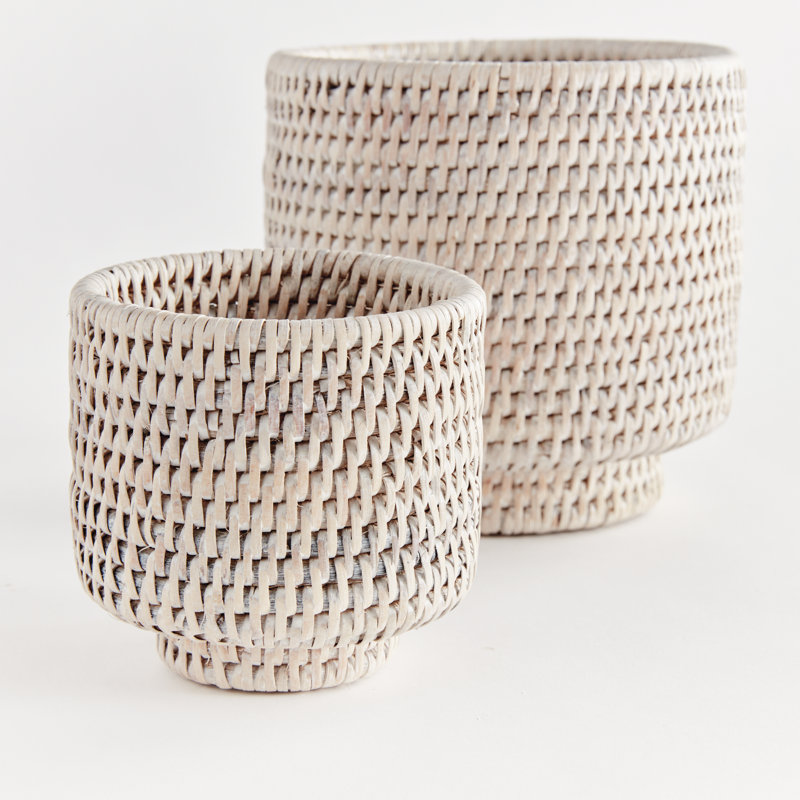 Cache pot Guillermo Rattan, Blanc