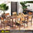 7 Pcs Acacia Wood Patio Dining Set 6 Armchairs And 69" Table With 2" Umbrella Hole