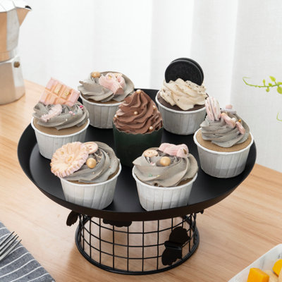 Matte Black Metal Decorative Cake Dessert Tray