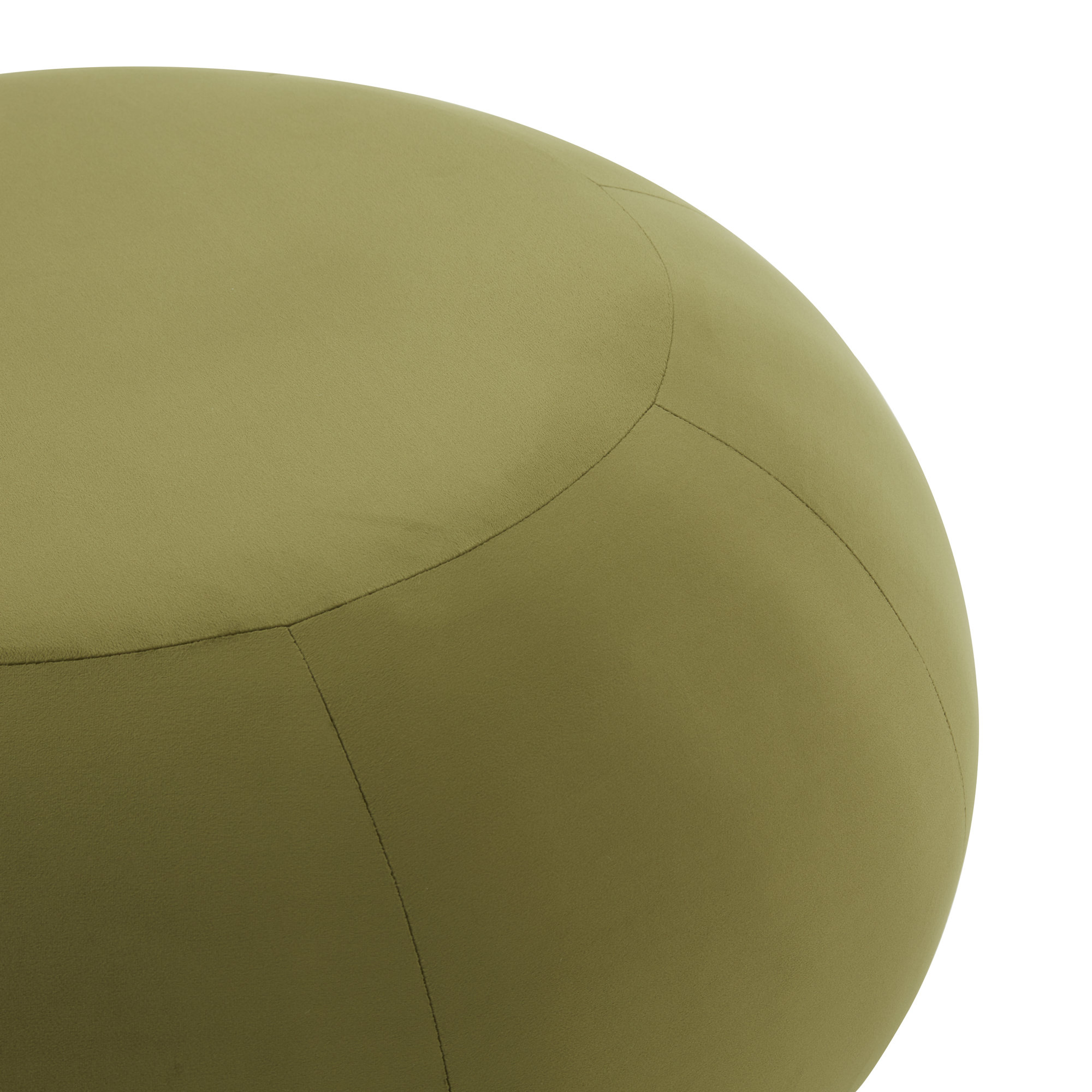 Lieze Upholstered Ottoman, Olive Green Velvet, Black