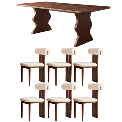 Retro Simple Design Rectangular Dining Table Set