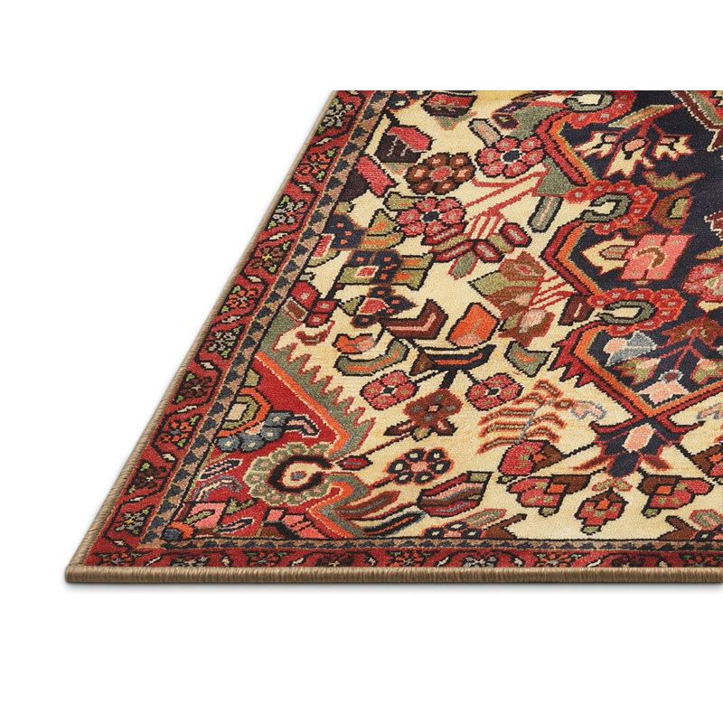 Laine tissée à la machine de style oriental/polyester beige/noir/orange Tapis décoratif, Rectangle 2 pi x 5 pi
