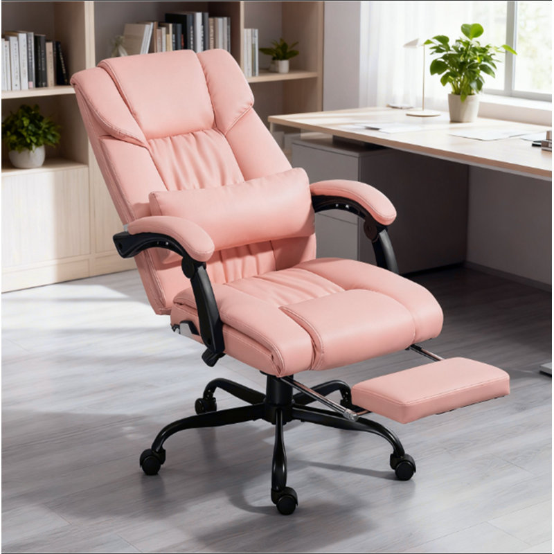Fauteuil de bureau massant, fauteuil de bureau inclinable à haut dossier avec repose-pieds et télécommande