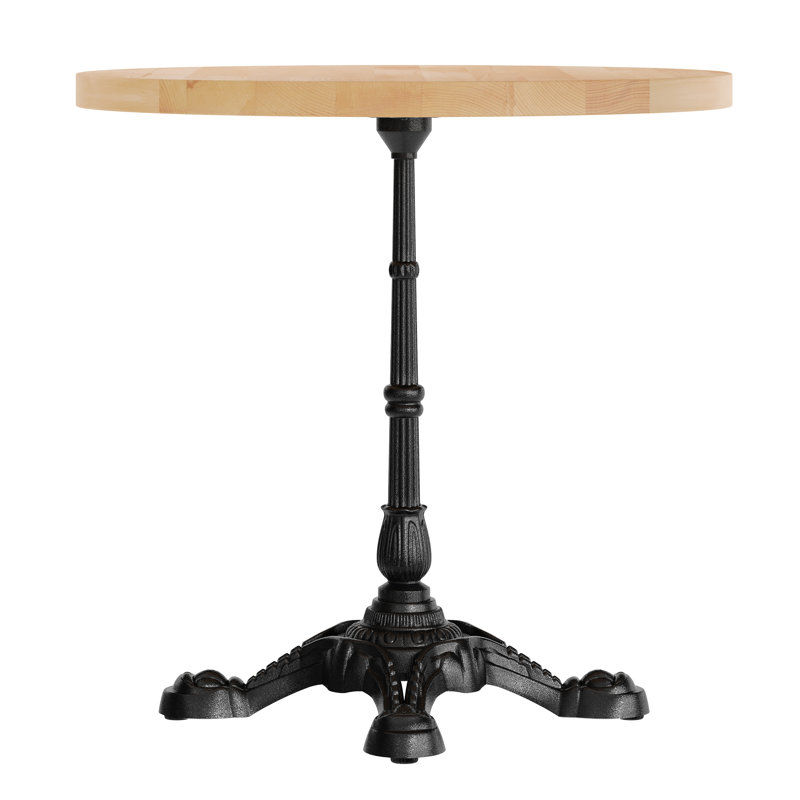 Round Solid Wood Commercial Tabletop with 22.75" x 22.75" Bistro Table Base, Natural Wood