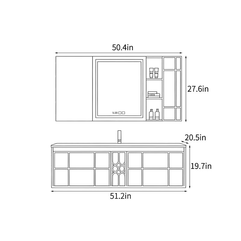 French style retro simple bathroom cabinet, 51"