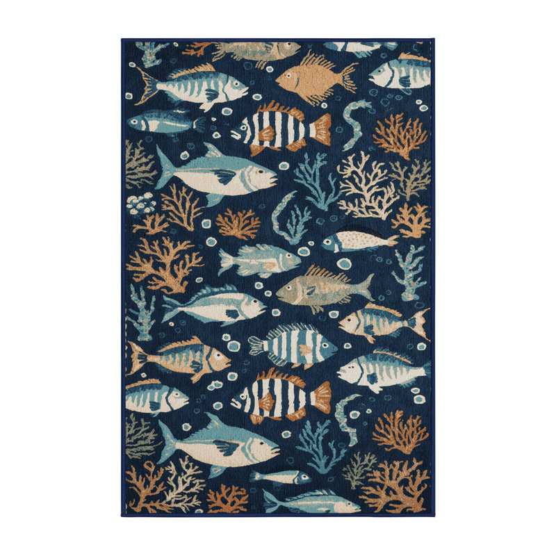  Tapis nautique lavable Sea Life, Rectangulaire 2 pi x 3 pi
