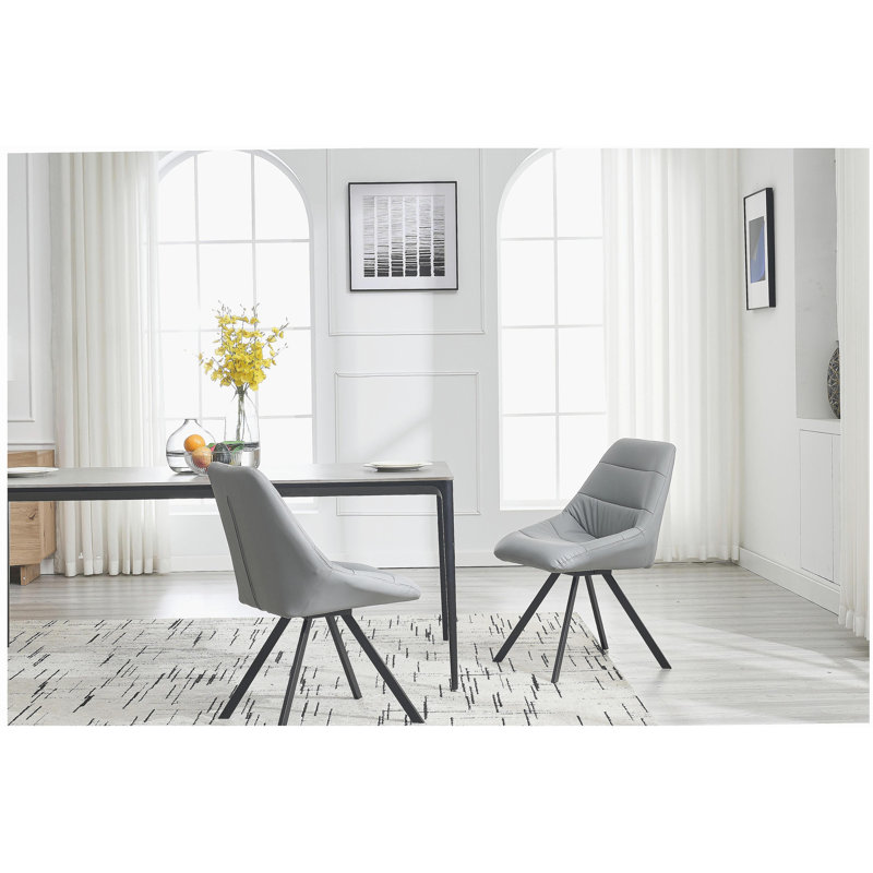 Chaise de salle à manger, chaise en tissu épais, ensemble de pieds en métal 2 pièces, gris, Gris