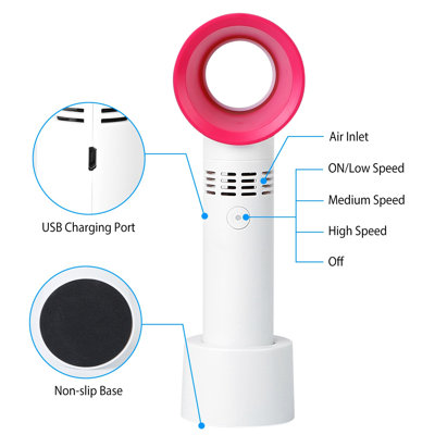 Portable Handheld Bladeless Rechargeable Cooling USB Desktop Use Fan with 3 Gears Cooling Fan