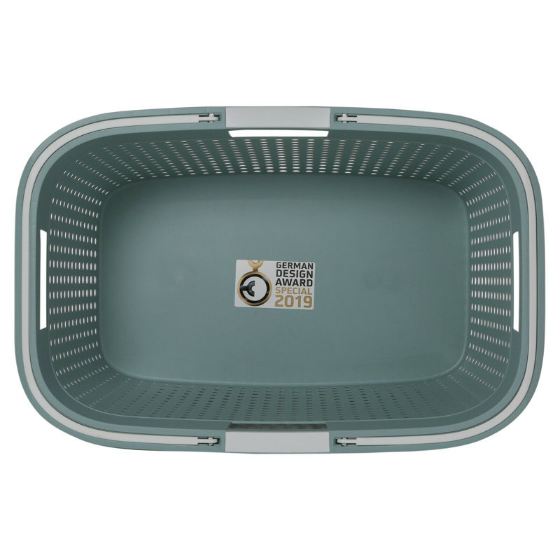 Plastic Laundry Basket with Handles, Teal