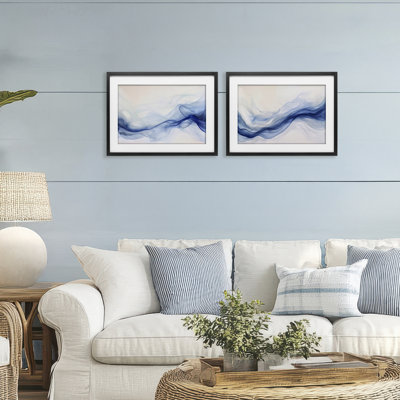 Dreamy Indigo Mist, ensemble de 2 impressions encadrées sous verre, design par Andrea Haase