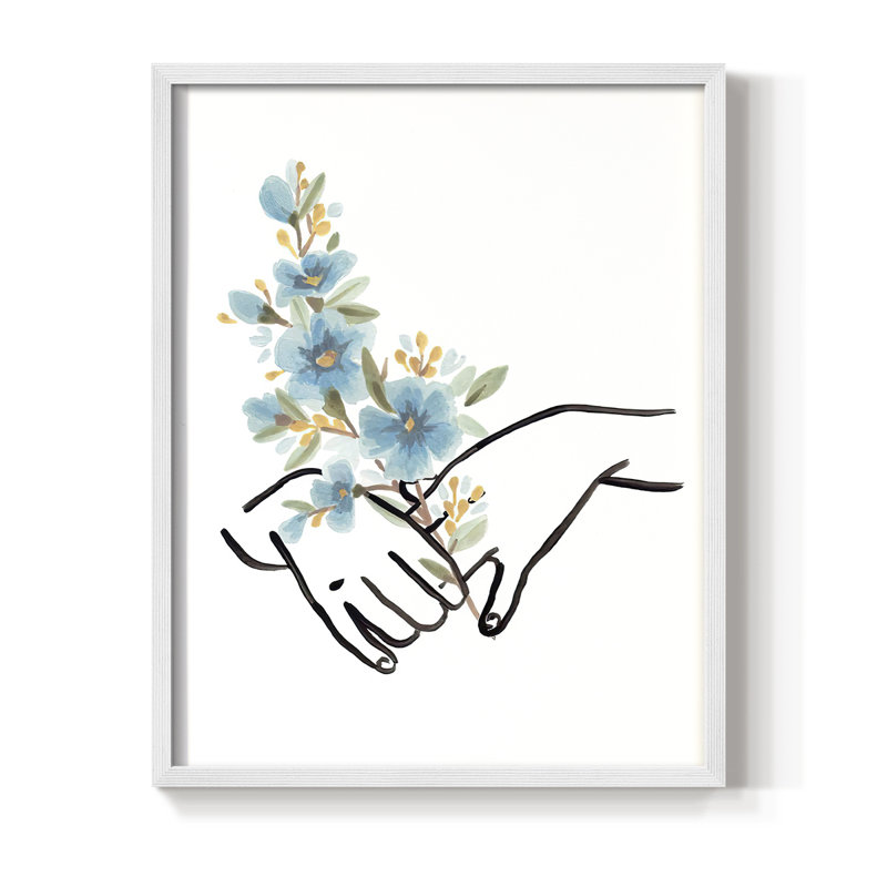 «HandsAndFlowersI», reproduction encadrée - bois massif, H 15 po x l 12 po, Blanc